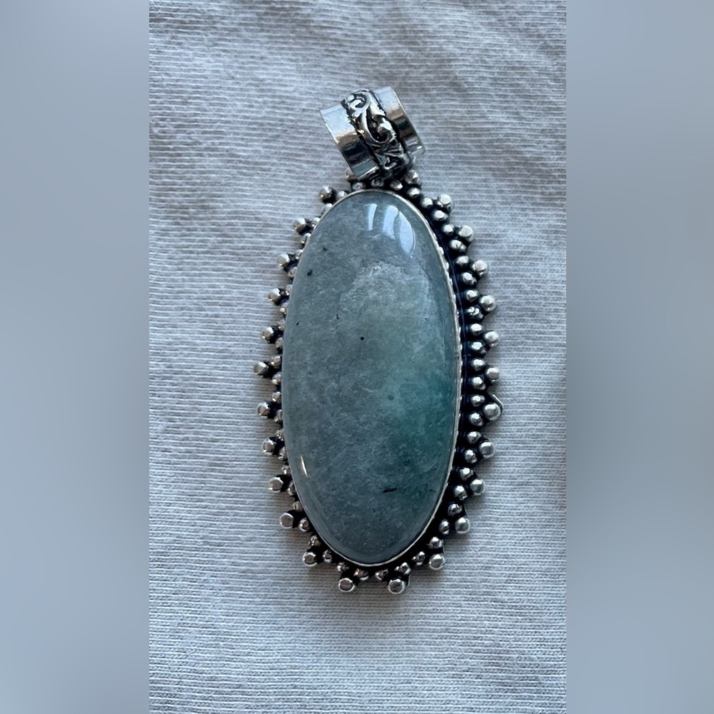 Silver Plated Moss Agate Pendant
